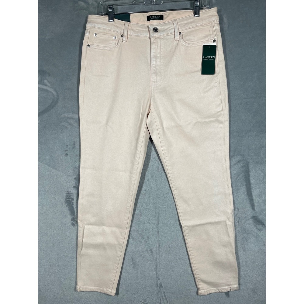 Lauren Ralph Lauren Premier Skinny Ankle Jeans Shell Pink Size 12 NWT High Rise